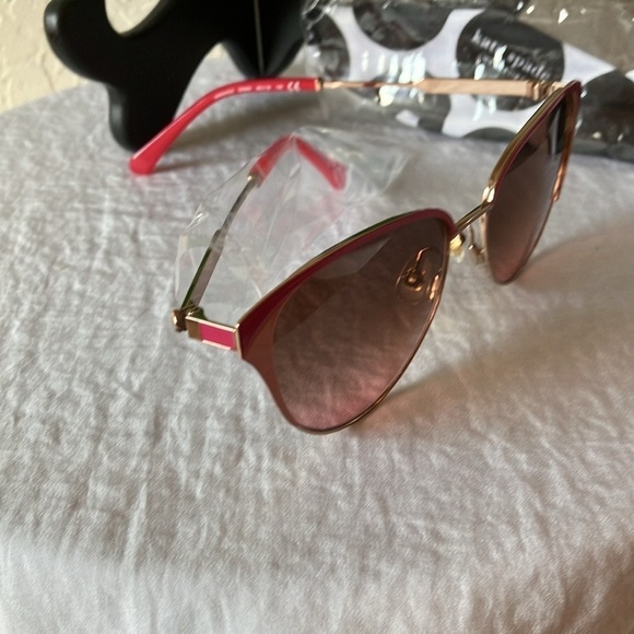 Kate Spade: Pink/Gold Tone Wire IANNA Cat Eye Sunglasses - Picture 7 of 16
